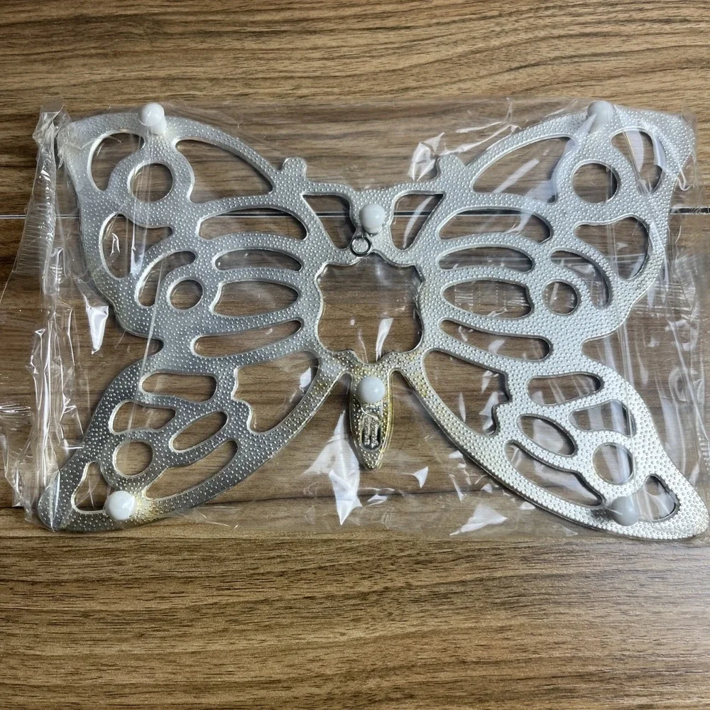Vtg Leonard Silverplate Butterfly Shaped Trivet Decorative Kitchen Accessory NEW